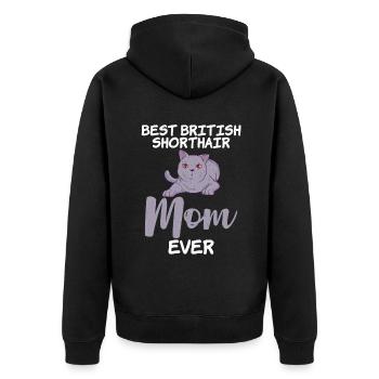 British Shorthair Gifts - Unisex Premium Bio Zip Hoodie - Schwarz - Hinten - Nico (187cm)