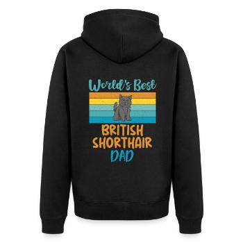 British Shorthair Gifts - Unisex Premium Bio Zip Hoodie - Schwarz - Hinten - Nico (187cm)