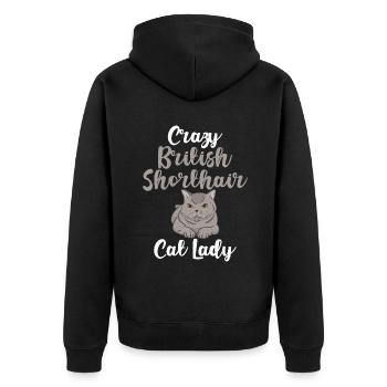 British Shorthair Gifts - Unisex Premium Bio Zip Hoodie - Schwarz - Hinten - Nico (187cm)