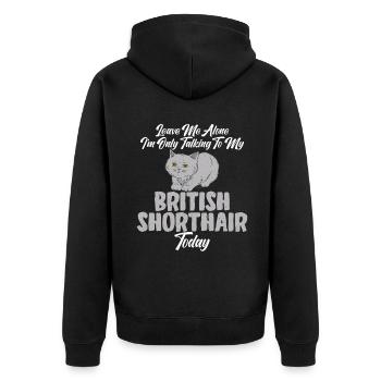 British Shorthair Gifts - Unisex Premium Bio Zip Hoodie - Schwarz - Hinten - Nico (187cm)