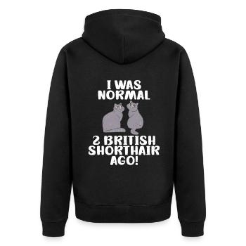 British Shorthair Gifts - Unisex Premium Bio Zip Hoodie - Schwarz - Hinten - Nico (187cm)