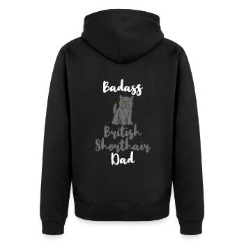 British Shorthair Gifts - Unisex Premium Bio Zip Hoodie - Schwarz - Hinten - Nico (187cm)