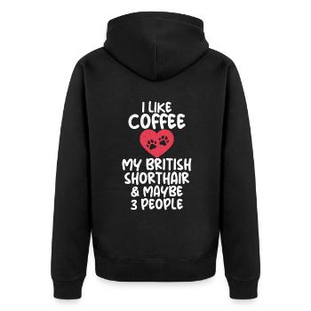 British Shorthair Gifts - Unisex Premium Bio Zip Hoodie - Schwarz - Hinten - Nico (187cm)