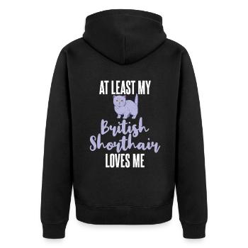 British Shorthair Gifts - Unisex Premium Bio Zip Hoodie - Schwarz - Hinten - Nico (187cm)
