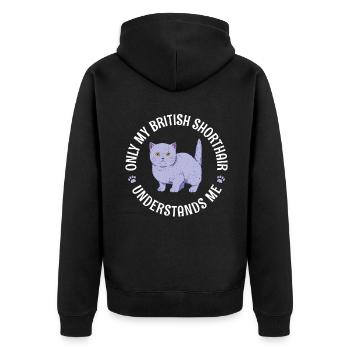 British Shorthair Gifts - Unisex Premium Bio Zip Hoodie - Schwarz - Hinten - Nico (187cm)
