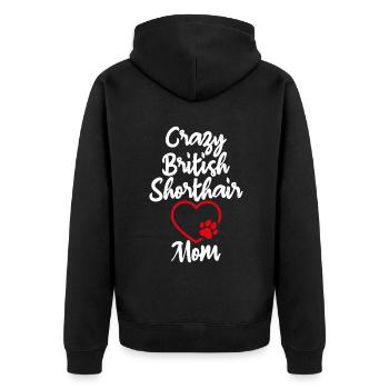 British Shorthair Gifts - Unisex Premium Bio Zip Hoodie - Schwarz - Hinten - Nico (187cm)
