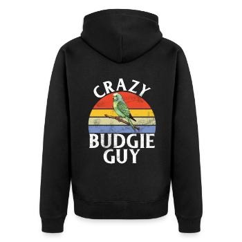 Budgie Gift - Unisex Premium Organic Zip Hoodie - black - Back - Nico (187cm)