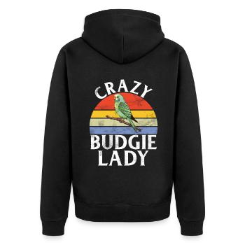 Budgie Gift - Unisex Premium Organic Zip Hoodie - black - Back - Nico (187cm)