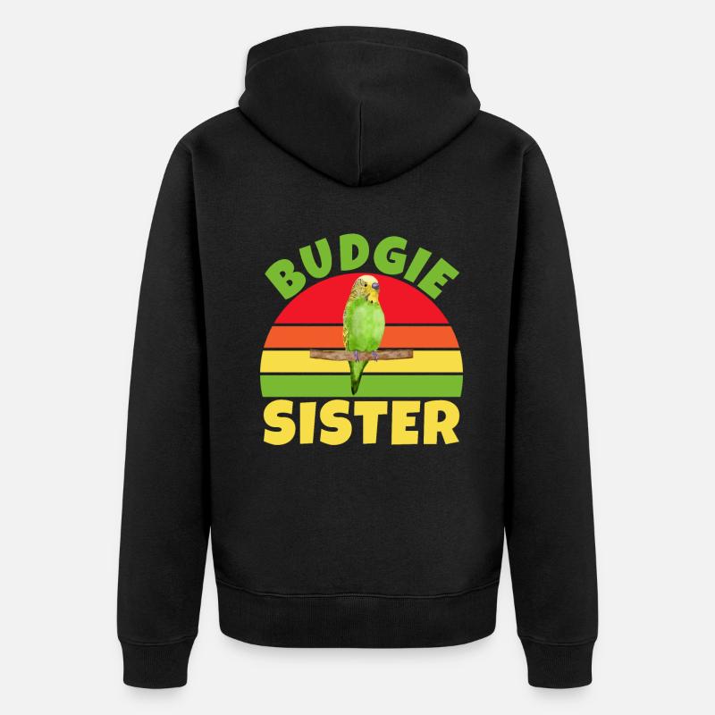 Budgie Gift - Unisex Premium Bio Zip Hoodie - Schwarz