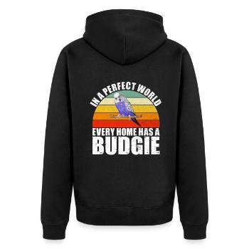 Budgie Gift - Unisex Premium Organic Zip Hoodie - black - Back - Nico (187cm)
