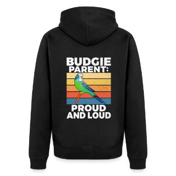 Budgie Gift - Unisex Premium Organic Zip Hoodie - black - Back - Nico (187cm)