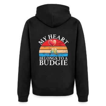 Budgie Gift - Unisex Premium Organic Zip Hoodie - black - Back - Nico (187cm)