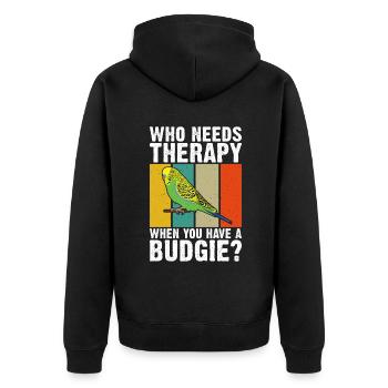Budgie Gift - Unisex Premium Organic Zip Hoodie - black - Back - Nico (187cm)