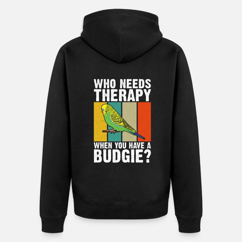 Budgie Gift - Unisex Premium Bio Zip Hoodie - Schwarz
