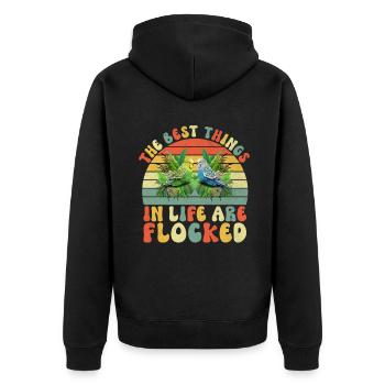 Budgie Gift - Unisex Premium Organic Zip Hoodie - black - Back - Nico (187cm)