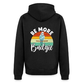Budgie Gift - Unisex Premium Organic Zip Hoodie - black - Back - Nico (187cm)