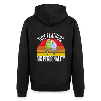 Budgie Gift - Unisex Premium Organic Zip Hoodie - black - Back - Nico (187cm)