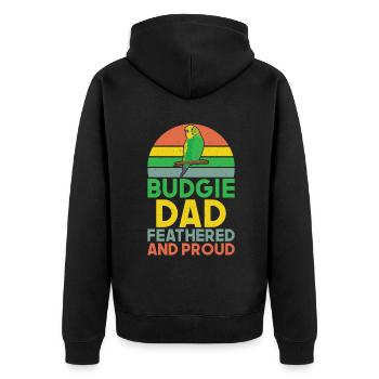 Budgie Gift - Unisex Premium Organic Zip Hoodie - black - Back - Nico (187cm)