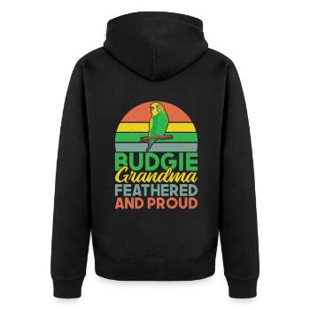 Budgie Gift - Unisex Premium Organic Zip Hoodie - black - Back - Nico (187cm)