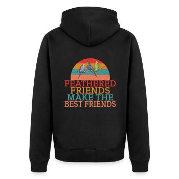 Budgie Gift - Unisex Premium Organic Zip Hoodie - black - Back - Nico (187cm)