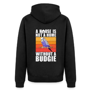 Budgie Gift - Unisex Premium Organic Zip Hoodie - black - Back - Nico (187cm)