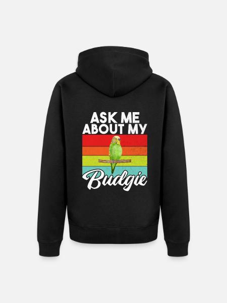 Budgie Gift - Unisex Premium Organic Zip Hoodie - black