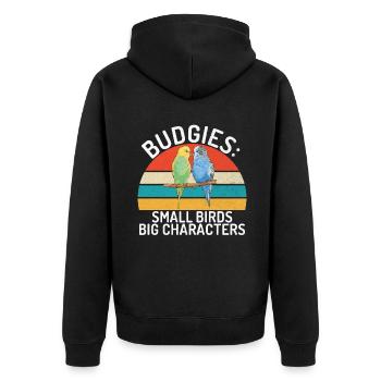 Budgie Gift - Unisex Premium Organic Zip Hoodie - black - Back - Nico (187cm)
