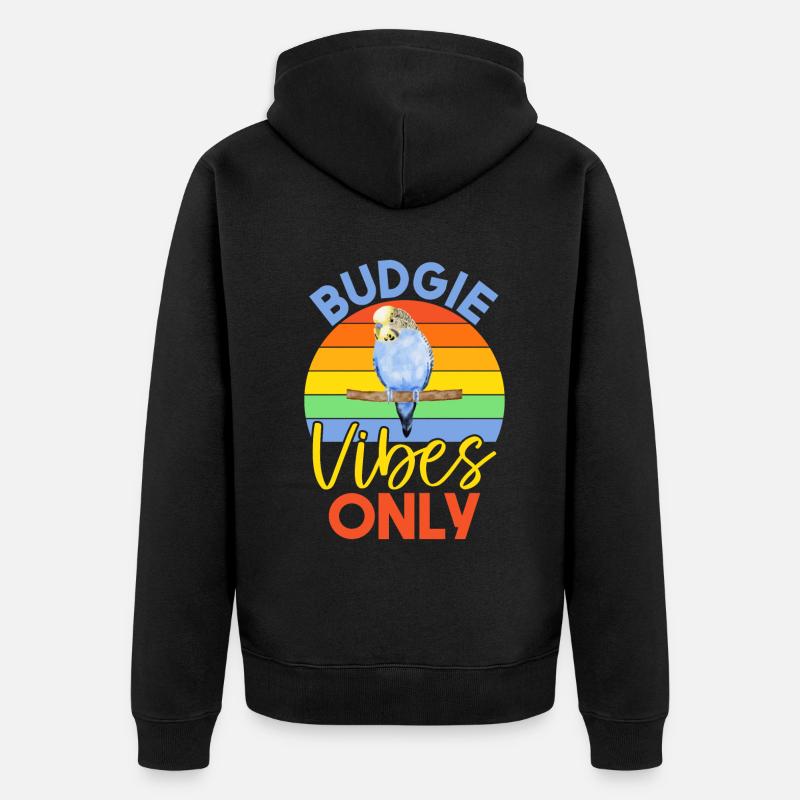 Budgie Gift - Unisex Premium Bio Zip Hoodie - Schwarz