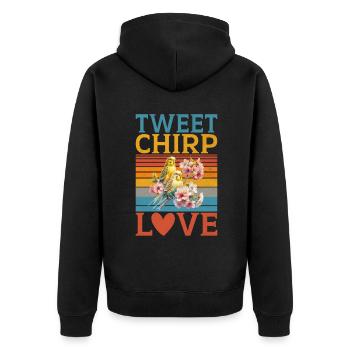 Budgie Gift - Unisex Premium Organic Zip Hoodie - black - Back - Nico (187cm)