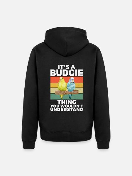 Budgie Gift - Unisex Premium Organic Zip Hoodie - black