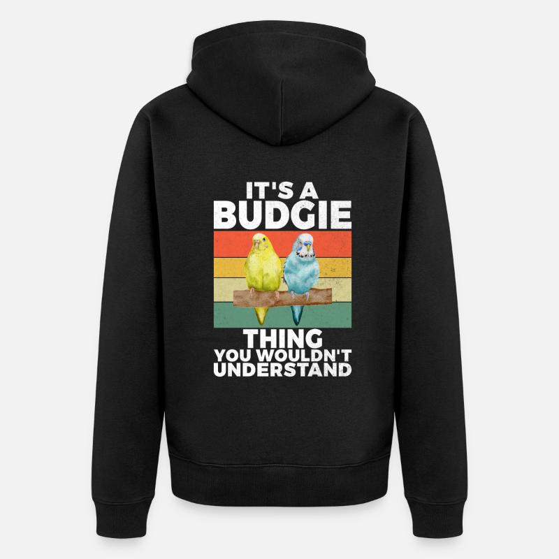 Budgie Gift - Unisex Premium Bio Zip Hoodie - Schwarz