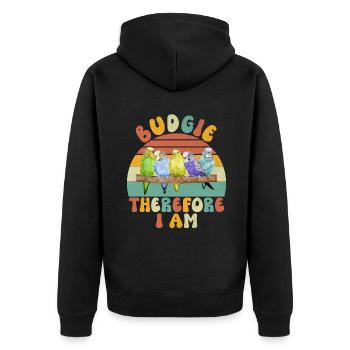 Budgie Gift - Unisex Premium Organic Zip Hoodie - black - Back - Nico (187cm)