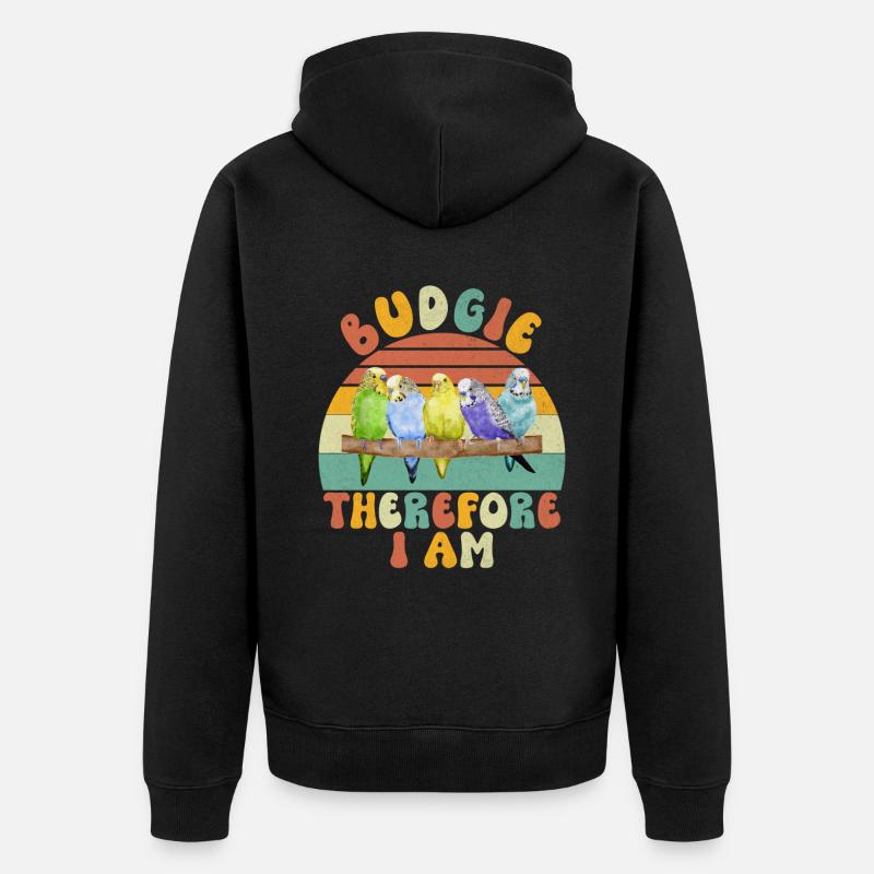 Budgie Gift - Unisex Premium Organic Zip Hoodie - black