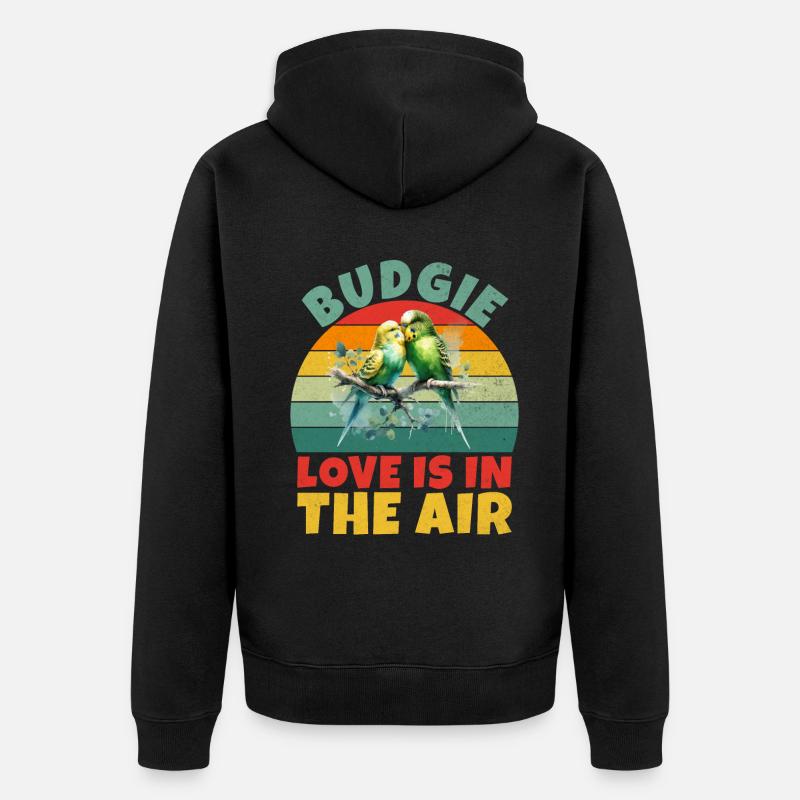 Budgie Gift - Unisex Premium Bio Zip Hoodie - Schwarz