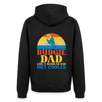 Budgie Gift - Unisex Premium Organic Zip Hoodie - black - Back - Nico (187cm)