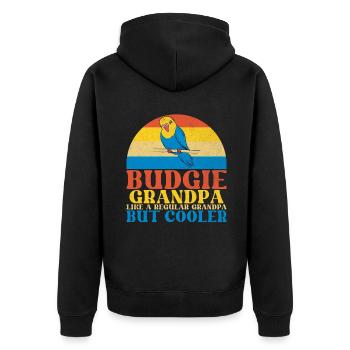 Budgie Gift - Unisex Premium Bio Zip Hoodie - Schwarz - Hinten - Nico (187cm)