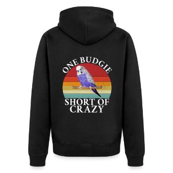 Budgie Gift - Unisex Premium Bio Zip Hoodie - Schwarz - Hinten - Nico (187cm)