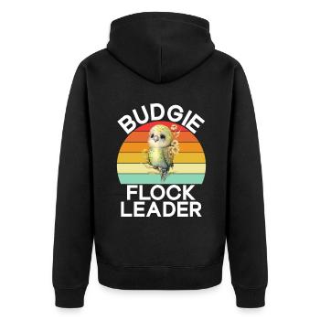 Budgie Gift - Unisex Premium Organic Zip Hoodie - black - Back - Nico (187cm)