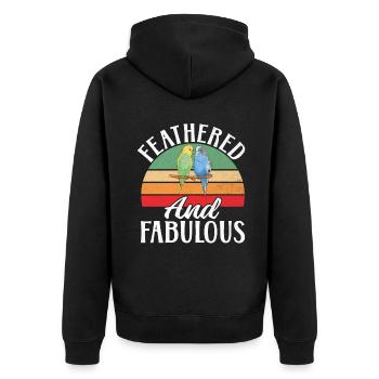 Budgie Gift - Unisex Premium Bio Zip Hoodie - Schwarz - Hinten - Nico (187cm)