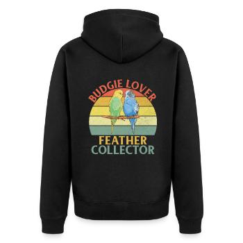 Budgie Gift - Unisex Premium Organic Zip Hoodie - black - Back - Nico (187cm)
