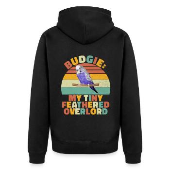 Budgie Gift - Unisex Premium Organic Zip Hoodie - black - Back - Nico (187cm)