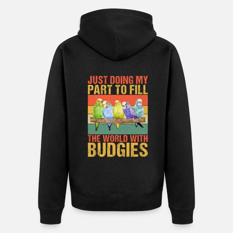 Budgie Gift - Unisex Premium Bio Zip Hoodie - Schwarz