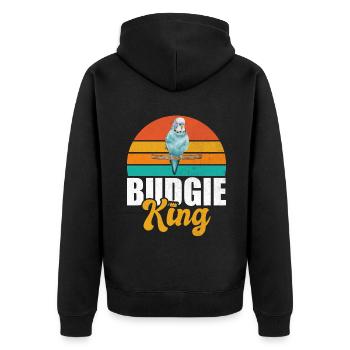 Budgie Gift - Unisex Premium Bio Zip Hoodie - Schwarz - Hinten - Nico (187cm)