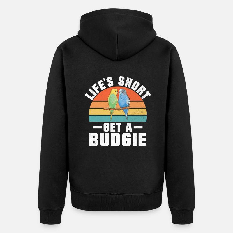 Budgie Gift - Unisex Premium Bio Zip Hoodie - Schwarz