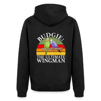 Budgie Gift - Unisex Premium Organic Zip Hoodie - black - Back - Nico (187cm)