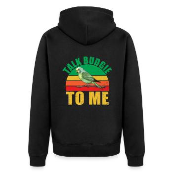 Budgie Gift - Unisex Premium Organic Zip Hoodie - black - Back - Nico (187cm)