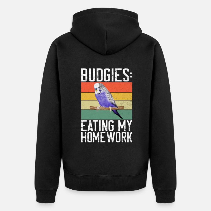 Budgie Gift - Unisex Premium Bio Zip Hoodie - Schwarz