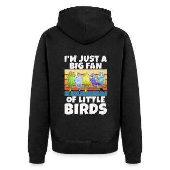 Budgie Gift - Unisex Premium Bio Zip Hoodie - Schwarz - Hinten - Nico (187cm)