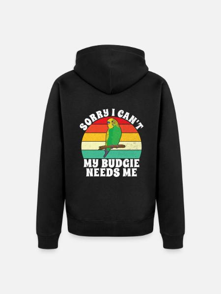 Budgie Gift - Unisex Premium Organic Zip Hoodie - black