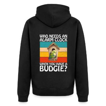 Budgie Gift - Unisex Premium Organic Zip Hoodie - black - Back - Nico (187cm)